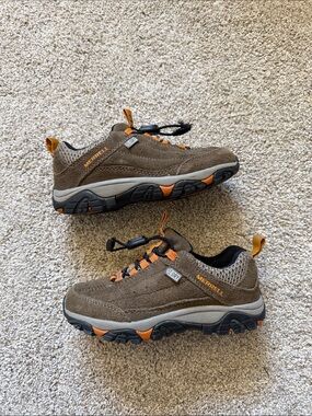 Merrell Kids Tailspin Toggle Brown Orange Slip-On Hiker Sneakers